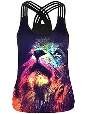 TDOLAH Damen Ärmellos Racerback Bunt Strappy Criss Cross Wildes Hemd Sport Top Laufen Loose Fit Tank Top Weste...