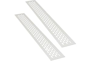 sossai® Rejillas de ventilación de aluminio - Alucratis (2 piezas) | Rectangular - dimensiones: 44 x 6 cm | Color: blanco | rejilla de aire