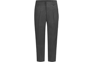 MOLLY MALOU Boys' Sturdy Plus Size School Trousers, Ages 5-16 - with Teflon Water-Repellent, Zip & Clip, Half-Elastic Waist, Belt Loops. Size Chart Available Consult Size Chart