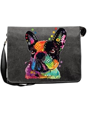 French Bulldog Canvas Tasche for Ladies, Farbe Schwarz, Pop Art Style