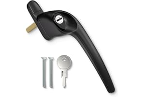 Bwintech 1 Pcs Offset Black UPVC Aluminium Window Handle,Right Hand, 43mm Spindle for Indoor and Outdoor UPVC Window