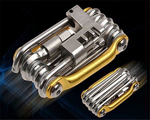 LARS360 Fahrrad Multitool 11 in 1 Multifunktionswerkzeug mit Inbusschlüssel und Steckschlüsseln klappbar Tools Kit Blau/Gold - 4