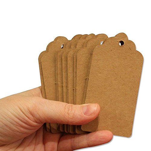 Kraftpapier Geschenkanhänger braun Rechteck Craft Hängeetiketten Free 100 Feet Natural Jute Bindfäden für das Handwerk und Preis Tags Etiketten 100 PCS - 4
