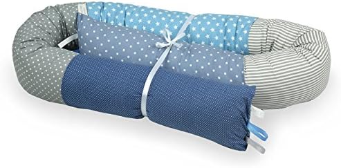 BABY "SNAKE" BED BUMPER FOR CRIB OR JUNIOR BEDS-Blue &amp; Grey,bed bumper,nursery bedding,nursery décor