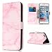 Produktbild Lonchee Schutzhülle / Cover / Handyhülle / Ledertasche / Brieftasche Etui für Apple iPhone 6s Plus(5.5 Zoll ) Marmormuster Gemalte Muster Design Folio PU Leder Tasche Case Hülle im BookStyle mit PU Leder Hülle Wallet Case – Rosa