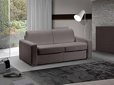 ITALIAN SPIRIT Canapé lit 3 places MASTER convertible ouverture RAPIDO 140 cm Cuir Eco Taupe MATELAS 18 CM INCLUS