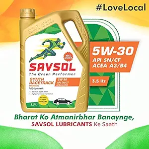 SAVSOL Synth Racetrack 5W-30 API SN/CF Fully Synthetic Engine Oil for Petrol & Diesel Driver Cars (3.5 L)