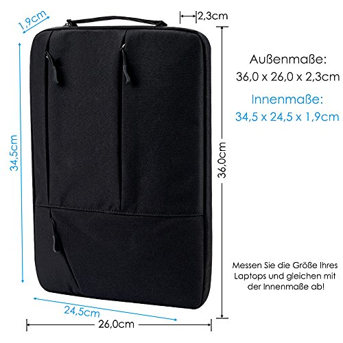 Lebensein Laptophülle Laptoptasche mit Griff für 15-15,4 Zoll Laptops Ultrabooks, 38cm Notebook Schutzhülle Sleeve Speziell für 15,4″ MacBook Pro, Stoßfest, Wasserresistent, Schwarz - 3