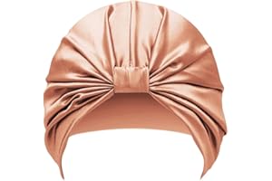 Townssilk Gorro de Noche 100% Seda de Morera 16 Momme Para Mujer, Protege el Cabello, Canela