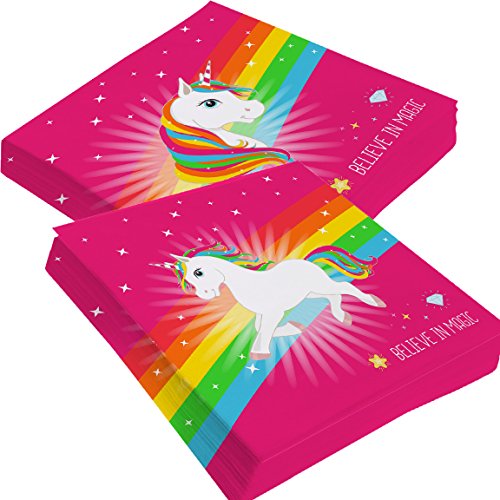 Bada Bing 2er Set Servietten Einhorn Pink Regenbogen Stern 2fach sortiert Neu Magic