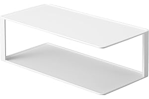 YAMAZAKI 5641 Tower Rechteckiges Geschirrregal, weiß, Stahl, minimalistisch, 30 x 15 x 10 cm