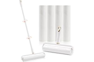 Stor anti-hårrulle för husdjur, 24 cm, linnerulle med handtag förlängt upp till 124 cm, självhäftande plyschrulle med byte, k
