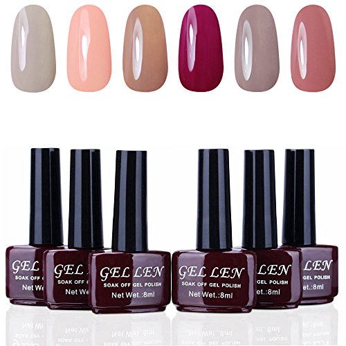 Gellen Soak off Gel Nagellack UV Gel Led Nagellack 6 verschiedene Farben (6pcs×8ml) Set 50