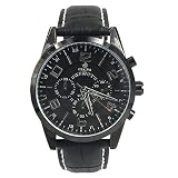 City schwarz Edelstahl Fall Chronograph Zifferblatt schwarz Lederband Armbanduhr