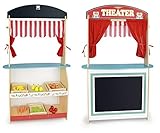 Juguete 2en1: teatro y mercado + alimentación todo de madera