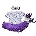 ZOEREA 3 PCS Newborn Baby Girls Bowknot Bow Headband Hairband + Polka Dot Purple Romper Tutu Pleated Skirt Dress + Soft Shoes Outfit Clothes Tutu Dress for 0-12M Baby Summer Girl Dresses Bodysuit