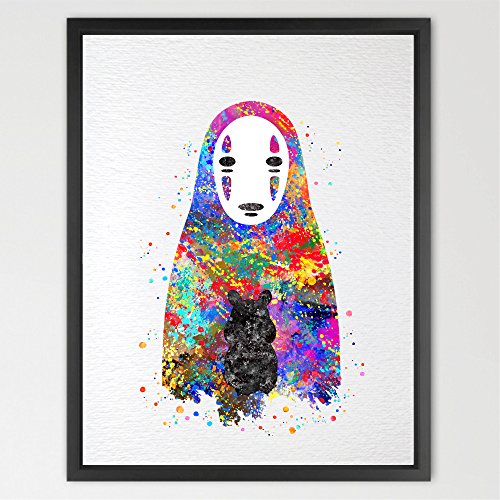 Dignovel Studios A4 No Face Spirited Away Anime Manga watercolour illustration Art Print Friendship Quotes Nursery art Kids Art Print Wedding Birthday Gift N347-Unframed