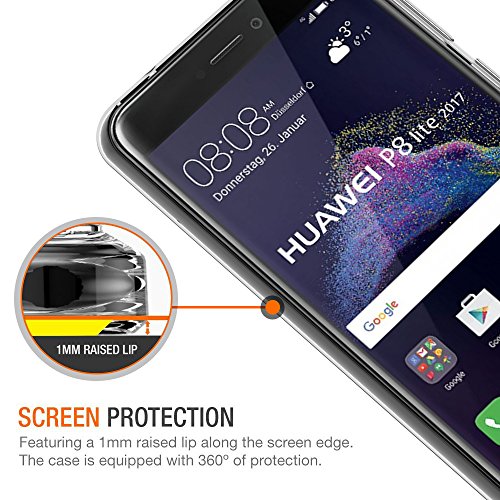 iVoler Funda Huawei P8 Lite 2017  Slim Fit Huawei P8 Lite 2017 Funda Carcasa Case Bumper con Absorci  n de Impactos y Anti-Ara  azos Espalda Case Cover para Huawei P8 Lite 2017 - Transparente