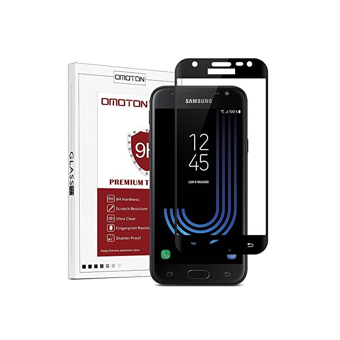 Buy Omoton Samsung Galaxy J3 17 Screen Protector Full Coverage Tempered Glass Screen Protector 3d Round Edge 9h Hardness Crystal Clear Scratch Resist For Galaxy J3 17 Released Black