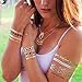 #1 Metallic Temporary Tattoos. 8 Sheet Pack. Gold Silver Temporary Tattoos. High Gloss Shimmer Effect.