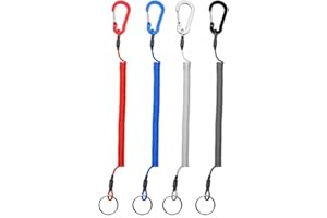 IERCZA 4Stück Spiralkabel Angeln Lanyard, Anti-Lost Spiral Sicherheits Seil mit Karabiner, Elastisch Spiral Schlüsselanhänger, Stretchy Schlüsselkette, Tool für Bootfahren Kajak Camping Jagd
