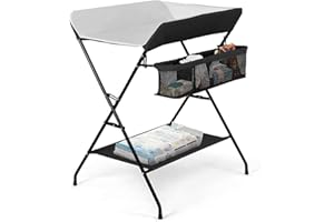 RELOVE Wickeltisch, Wickeltisch und Badewanne, 2-in-1, für Babys ab der Geburt bis 12 Monate (bis zu 25 kg), faltbar und tragbar, Wickeltisch für Babys (grau)