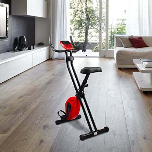 Finether X-Bike Heimfahrrad Heimtrainer Fitness-Fahrrad Standfahrrad Trimmrad Trainingsrad Fahrradtrainer mit LCD-Monitor und Pulssensoren 8-Stufen Magnetwiderstand Sportgerät/Trainingsgerät/Fitnessgerät für zuhause zum Abnehmen Ausdauertraining höhenverstellbar klappbar - 8