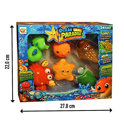 PLAY & EXPLORE Badewannenspielzeug – Kinderspielzeug für Badewanne+Pool+Strand: 6-teilges Qualitäts-Wasser-Spielzeug zum Wasser spritzen, Lern-Spielzeug für Kleinkinder ab 3 Jahren, Spritzspielzeug für die Babybadewanne - 3