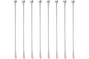 BUTYEAK Bastoncini Cocktail Inox, Agitatori da Cocktail, Bastoncini Swizzle, 8 Pezzi Agitatori per Bevande da Cocktail in Acciaio Inossidabile di Alta Qualità, miscelatore da bar riutilizzabile