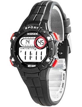 Armbanduhr digital XONIX Damen Kinder viele Funktionen WR100m, A5K67F3/7