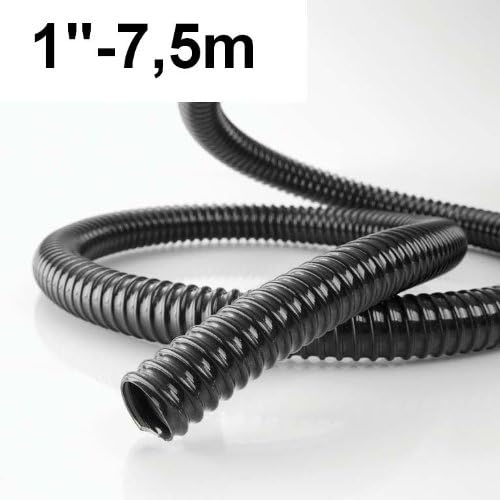 Pond Hose 7.5 M Spiral Coiled Tube 25 MM Interior Diameter: Black