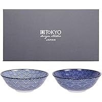 Tokyo Design Studio, Nippon Blue, 2 Cuencos Set, de 2 piezas, diámetro de 21 cm, porcelana de Japón