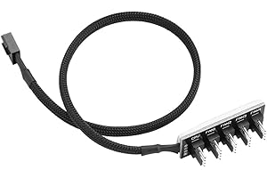 Mavis Laven - 5-portowy wentylator PWM PC 4-pinowy PWM CPU wentylator chłodzący rozdzielacz Hub adapter kablowy oplot 1 żeński do 5 męskich
