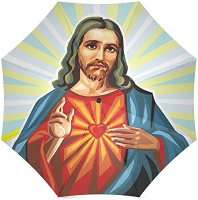 Catholic Christian Religious Church Gifts Jesus Christ The Son Of God Anti Rain Windproof Travel Golf Sports Foldable Umbrella