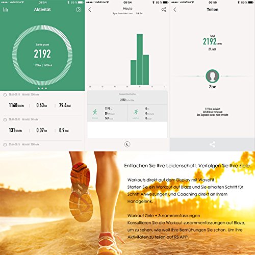 Riversong WaveFit Fitness Armband, Fitness Tracker, Aktivitätstracker für Android und IOS, Sport Uhr mit Schrittzähler, Kalorienzähler, Herzfrequenz-Anzeige, Schlaf-Monitor, Wecker, Neu Version - 4