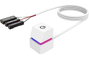 WNYINYY Bouton Power PC Externe 2M Blanc, PC Power Button Bouton d'alimentation du PC Bouton de démarrage Externe Câble d'extension 200CM Les Instructions d'installation sont incluses