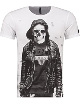 BlackRock Herren T-Shirt Slim-Fit Totenkopf Skull Bones Adler Elasthan
