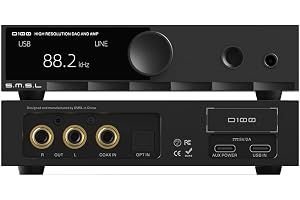 SMSL D100 allt-i-ett DAC hörlursförstärkare för skrivbord, chip ES9081 och XMOS XU-316, stödjer MQA/DSD512, balanserad utgång