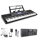 Clavier de piano électronique à 61 touches avec touches lumineuses, sac de transport, 3 modes d'enseignement, 500 timbres, 300 rythmes, 40 morceaux de démonstration, 61 sons de percussion, microphone