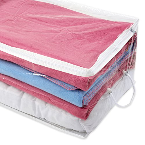 3x Storage Chests – Clear with White Trim – L50xW38xH20cm – Perfect for out of season storage of blankets, bedding and clothing by RUSSEL - 3