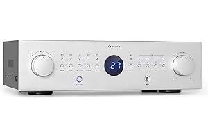 Auna Amplificateur Audio, Amplificateur Hifi Système Stéréo Recepteur Bluetooth Hifi pour Ampli Stereo, Ampli Hifi Contrôle Basses et Aigus, Univers Hi-fi, Amplificateurs 4 Canaux, Télécommande, AUX