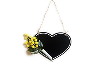 NARAMAKI Tableau à suspendre en bois avec craie + Mimosa imitation artificielle + 1 craie blanche – Idée cadeau fête des pères | Fête des mères 2025