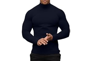 PRIVIMIX Haut Thermique à Manches Longues pour Homme - sous-vêtement - Pull à col roulé - Coupe ajustée - Décontracté - Coton