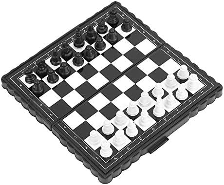 Portable Chess Set - Plastic Folding Jaques Chess Sets With Chessboard Case for Party Family Activities, 130mm*130mm
