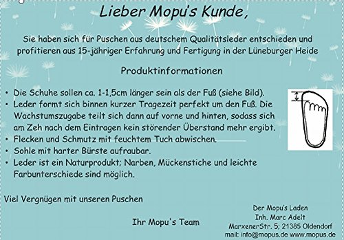 Mopu’s® Krabbelschuhe – Lederpuschen in uni blau – handgemachte Markenqualität aus Deutschland - 3
