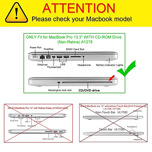 Fintie MacBook Pro 13  Non-Retina  H  lle - Ultrad  nne Hochwertige Matt Gummierte Hartschale Tasche Schutzh  lle Snap Case f  r Apple MacBook Pro 13 