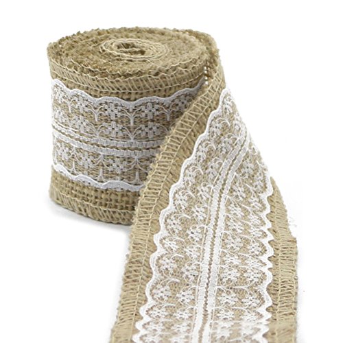 Tinksky 4pcs Jute Lace Hessische Band für DIY Hochzeit Haus Dekor - 2