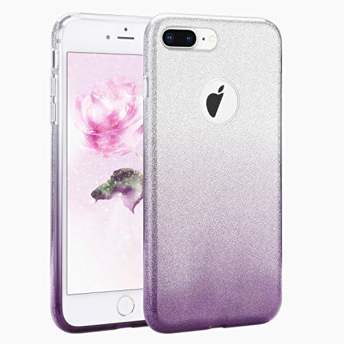 XMTIKO iPhone 7 Case, Bling Glitter Sparkle Three Layer Shockproof Soft TPU Outer Cover + Hard PC Inner Protective Shell Cover for Apple 4.7" iPhone 7 (Silver Purple)