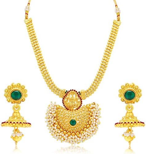 SukkhiTraditional Pearl Gold Plated Wedding Jewellery Temple Necklace Set For Women (3193NGLDPP950)