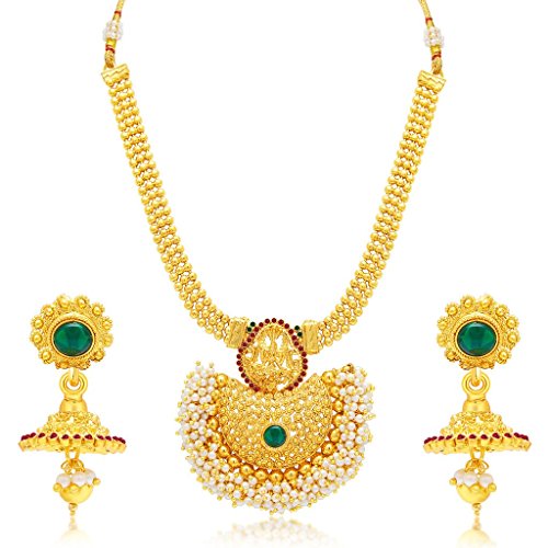 SukkhiTraditional Pearl Gold Plated Wedding Jewellery Temple Necklace Set For Women (3193NGLDPP950)
